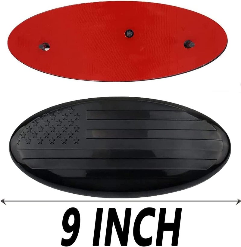 LINOAH 9 Inch Front Grill Rear Tailgate Emblem for 04-14 F150  11-14 Edge  11-16 Explorer  06-11 Ranger  07-14 Expedition  9""X3.5"" for Ford  Pack of 2  Black American Flag - Image 4